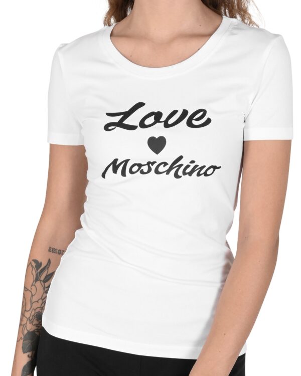 Love Moschino Womens T-Shirt W 4 H19 28 E 1951 A00 OPTICAL WHITE