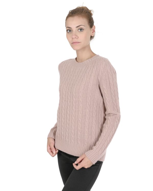 Crown of Edinburgh Cashmere Womens Round Neck Sweater COE 0033 PINK